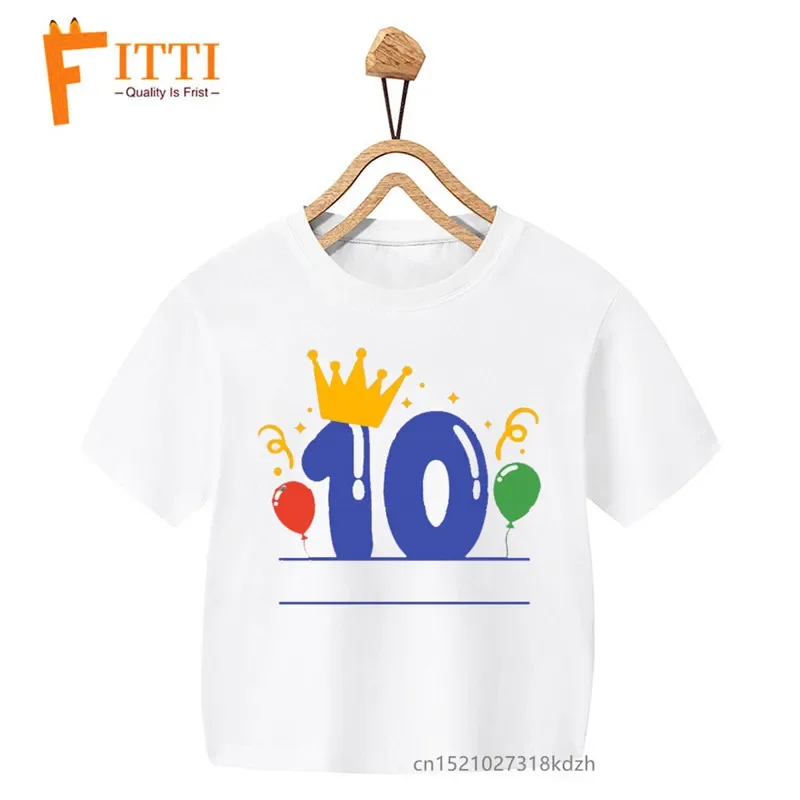 Girls' Summer White T-Shirt with Floral Balloon Print - Kawaii Birthday Design