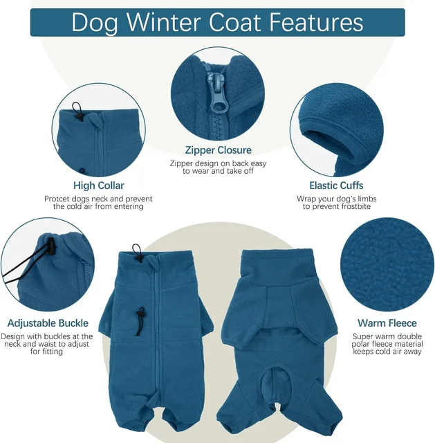Dog Clothes Soft Fleece Pullover Pajamas For Small Medium Large Dogs Warm Thicken Jacket Pet Jumpsuit Winter Coat 2