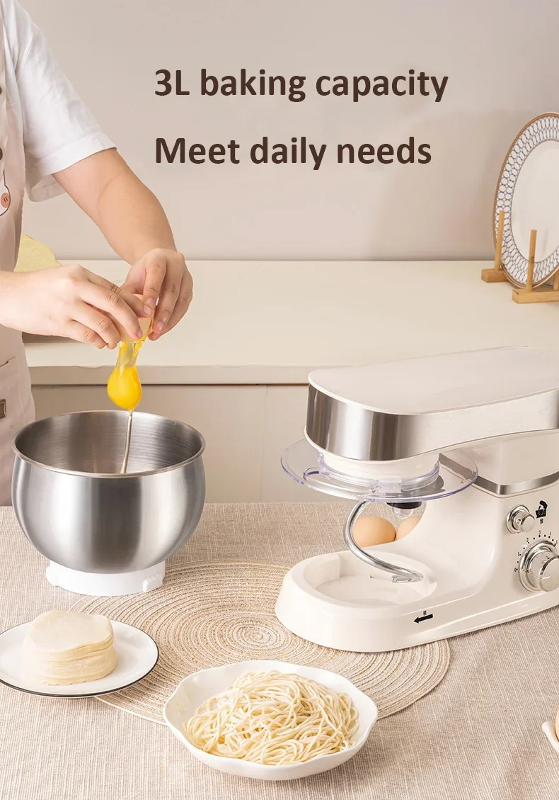 3-IN-1 Electric Stand Mixer 6-Speed with Pulse Button, Dough Hook, Beater, Whisk for Home Cooks Food Beater Electric Food Mixer