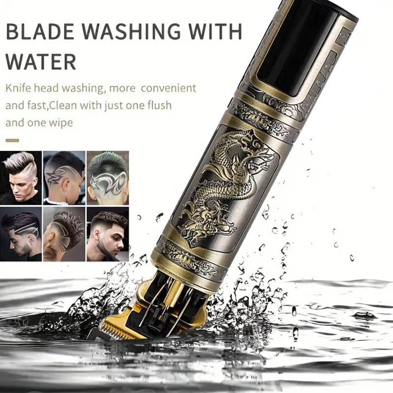 Rechargeable Mens T9 Carving Hair Clipper Vintage Portable USB Cleaning Barber Professional Hair Cutting Machine Beard Trimmer