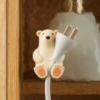 Adorable Polar Bear Toothbrush Holder Wall Mounted Suction Cup Racks Creative Perforation-free Leather Band Mask Plug Storage 2
