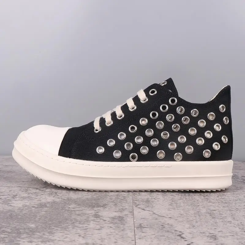 

23ss High Street Rick Men Low Top Sneakers Y2k Hole New Canvas Men's Board Shoes Women Comfortable and Breathable Canvas Shoes
