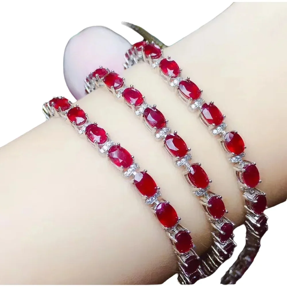 

KJJEAXCMY boutique jewelry 925 sterling silver inlaid natural ruby female bracelet support detection exquisite