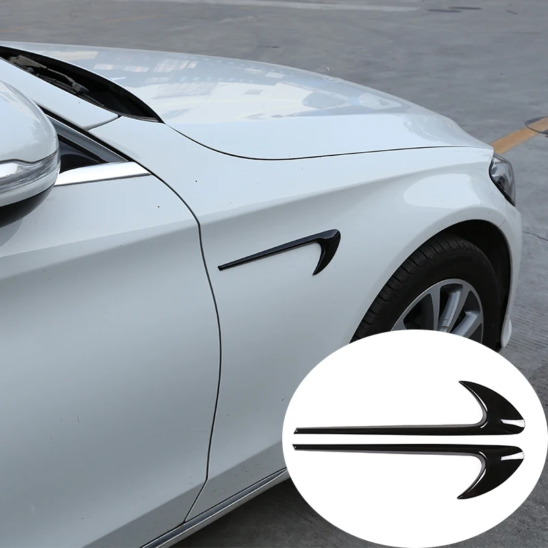 

2pcs Glossy Black Bright Silver For Mercedes-Benz E Class W213 C Class W205 2016 2017 2018 Car Accessories ABS Standard Stickers