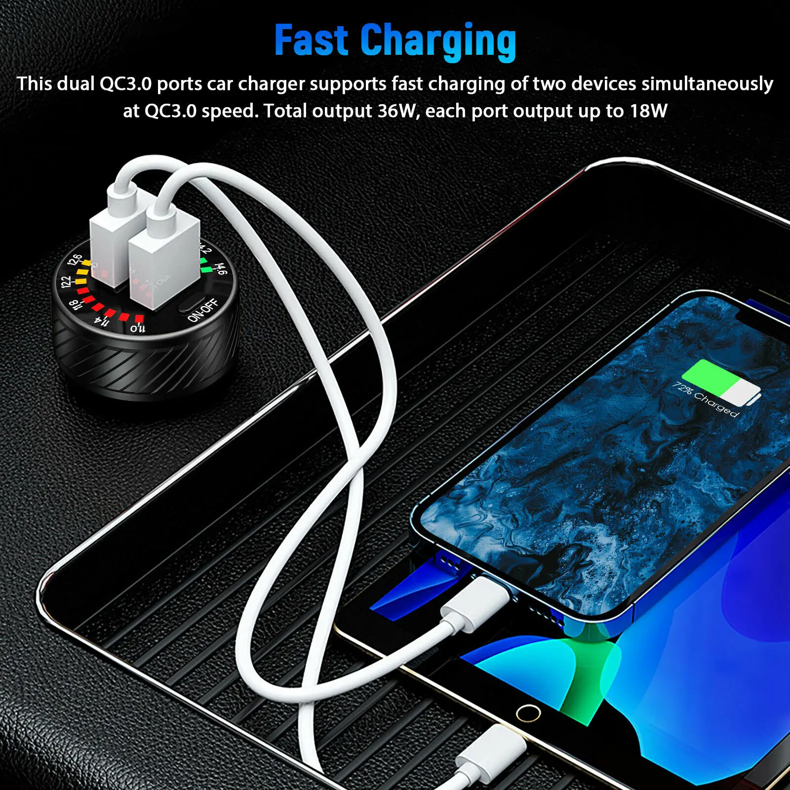 36W ڵ     USB Ʈ    LED  ܼƮ w/ON/OFF ġ  ڵ ȭ 