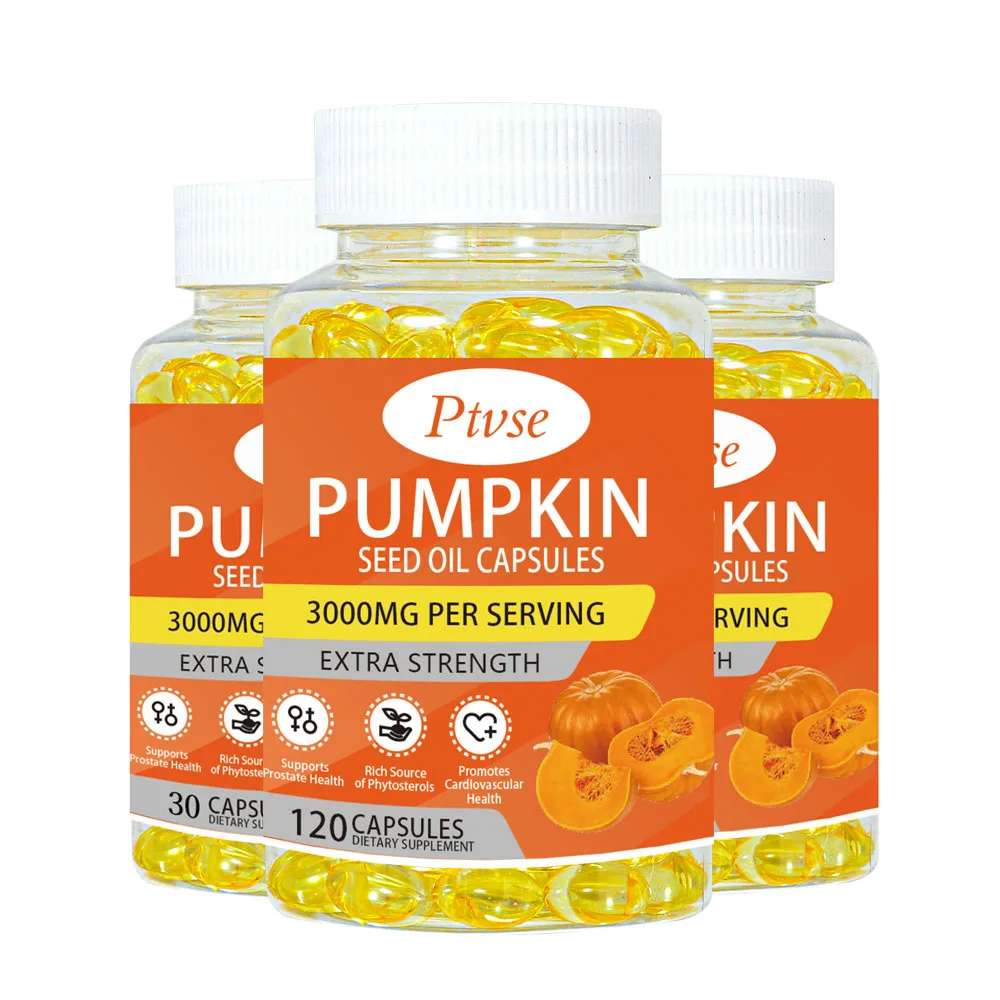 

Rich in Omega 3 & Omega 6 Pumpkin Seed Oil Capsule, Urinary Tract Support, Bladder Control, Support Young Skin