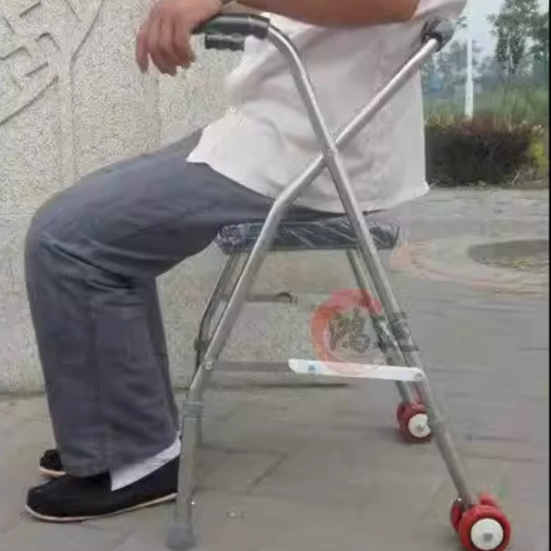 Foldable Cane Chair for Elders - Four-Legged Walking Stick with Wheels, Portable Outdoor Seat, Elderly Rest Solution 6