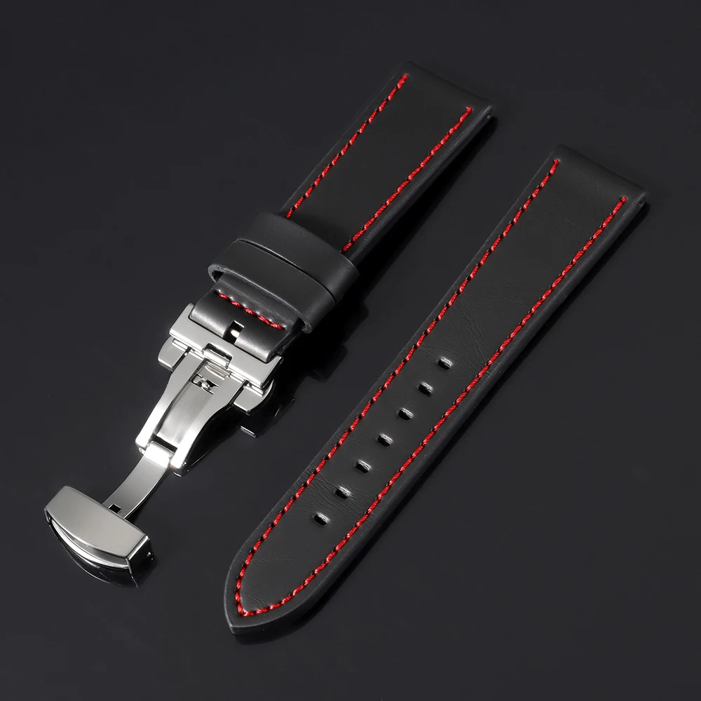 Vintage Black Brown Genuine Leather Watch Band Strap - Classic Wristbelt