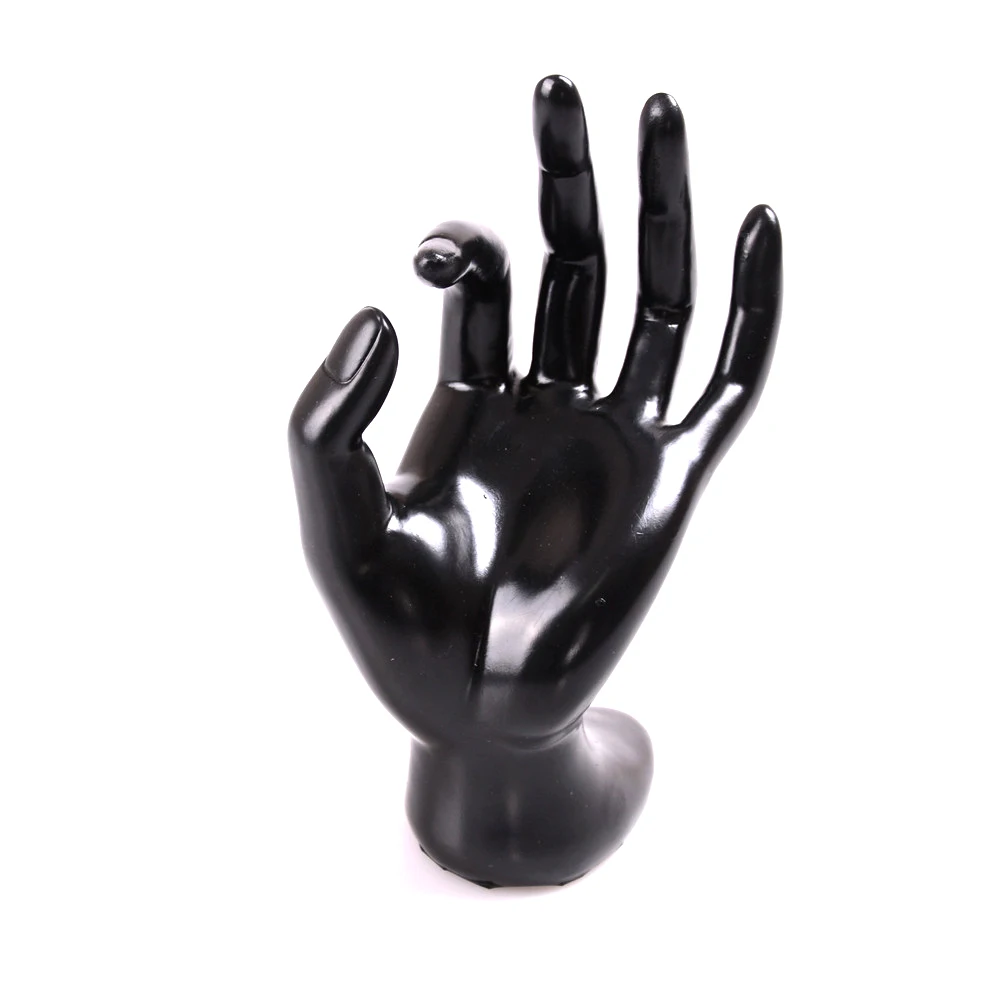 1pc Plastic Velvet Mannequin OK Hand Finger Jewellery Glove Ring Bracelet Display Stand Holder