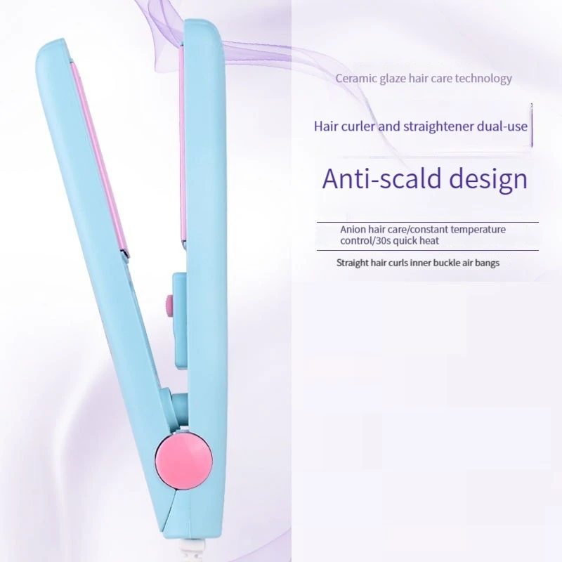Mini Hair Straightener Clipboard Small Power Plug Curling Hair Straight Hair Girls Air Bangs Portable Hair Straightener 4