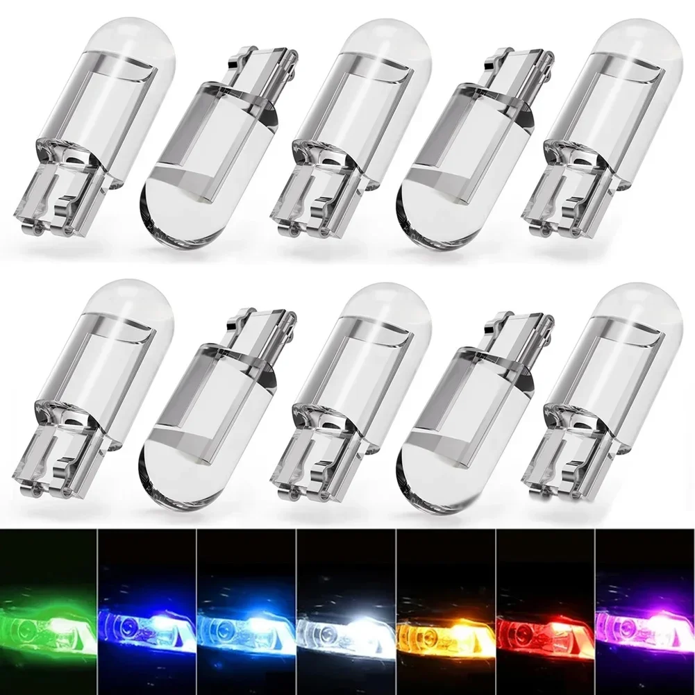 2/10 Pcs W5W 194 T10 LED Glas Gehäuse Cob Auto Birne Weiß Grün Blau Rot ...