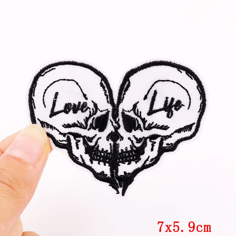 Punk Patch Rock Flamme Gestickte Patches Für Kleidung DIY Scary Schädel Eisen Auf Patches Für Kleidung Jacke Stickerei Patch Abzeichen – Detail 28