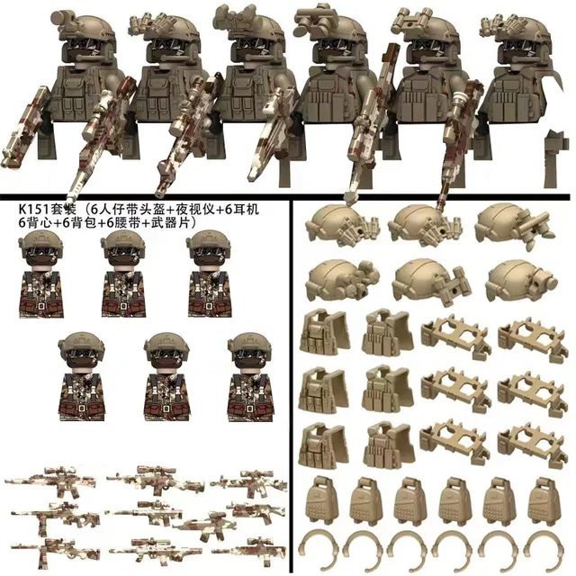 Military Special Forces Building Block Sets SWAT Ghost Commando Police Soldiers Army Action FiguresGun Weapons Bricks Kids Toy B 3