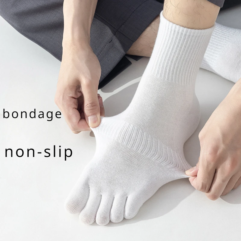 3 Pairs Cotton Five Finger Socks Men Thin Summer Gym Sport Crew Socks with Separate Fingers Non-slip Cotton Toe Midi Tube five finger socks