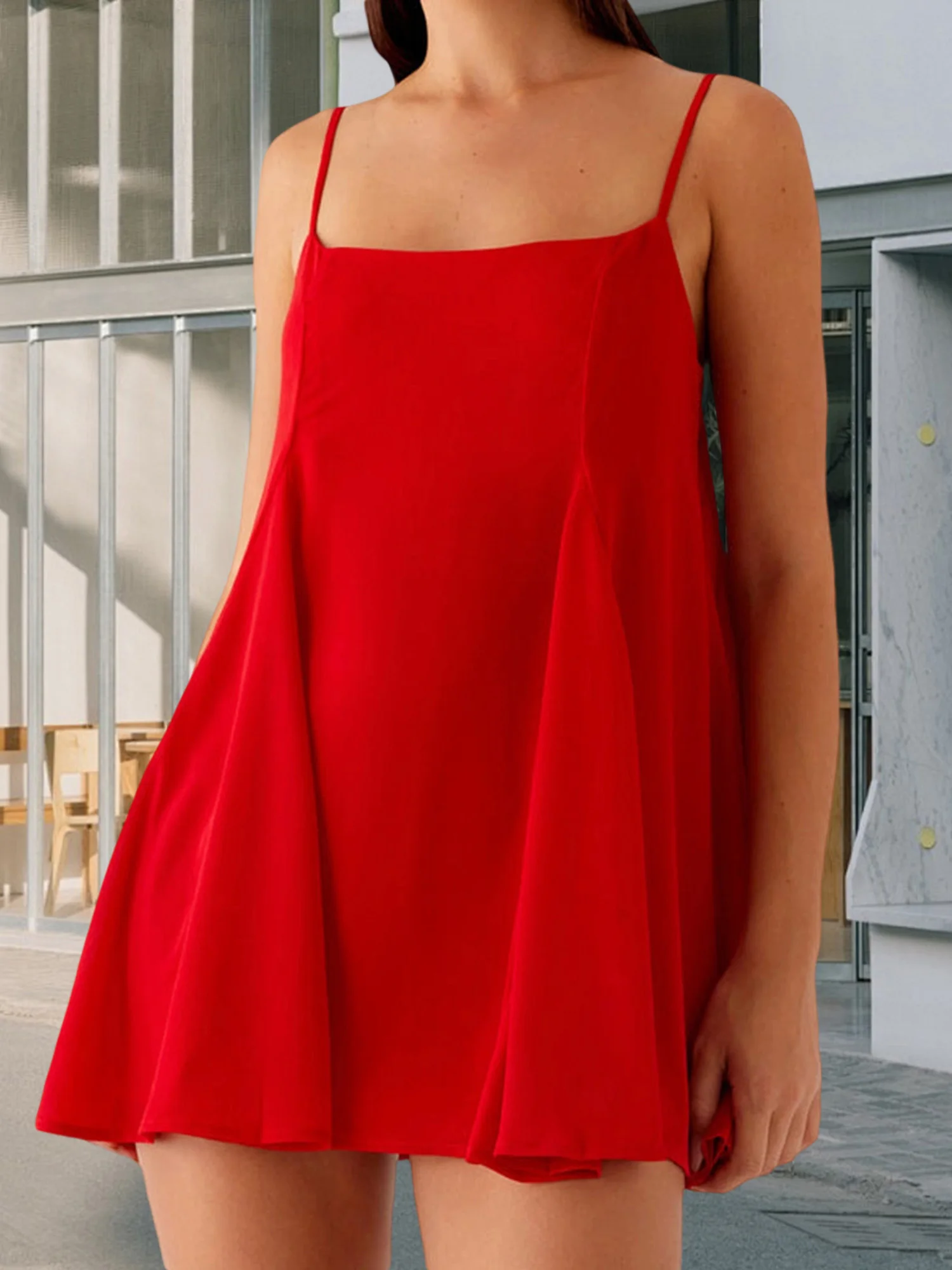 Elegant Lace Trimmed Nightgown Babydoll Sleepwear with Sleeveless Design and Square Neckline for a Flirty Look