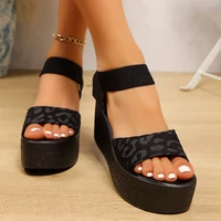 Women’s Wedge High Heel Peep Toe Sandals Leopard Platform Sandals Ladies Thick Sole Summer Shoes Espadrilles Zapatillas Mujer - Image 4