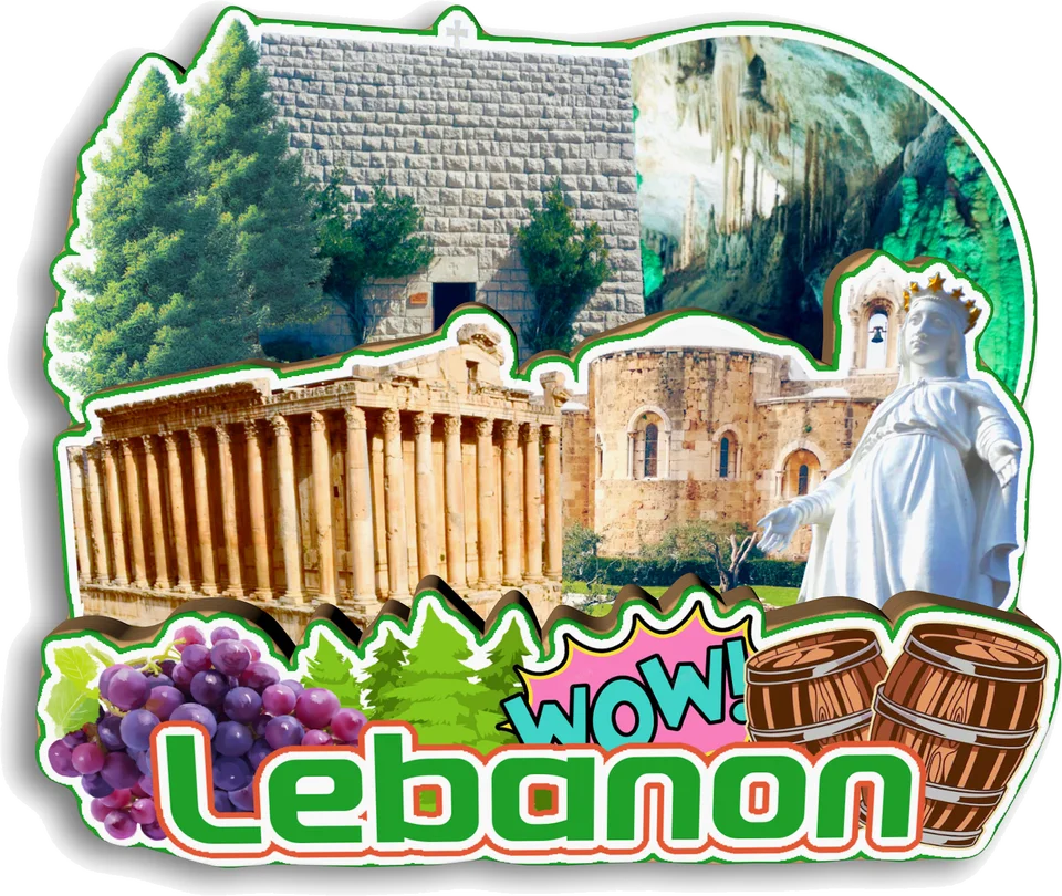 Beirut Libano Magnete da frigorifero in legno 3D punti di riferimento viaggio da collezione souvenir decorazione fatta a mano-2