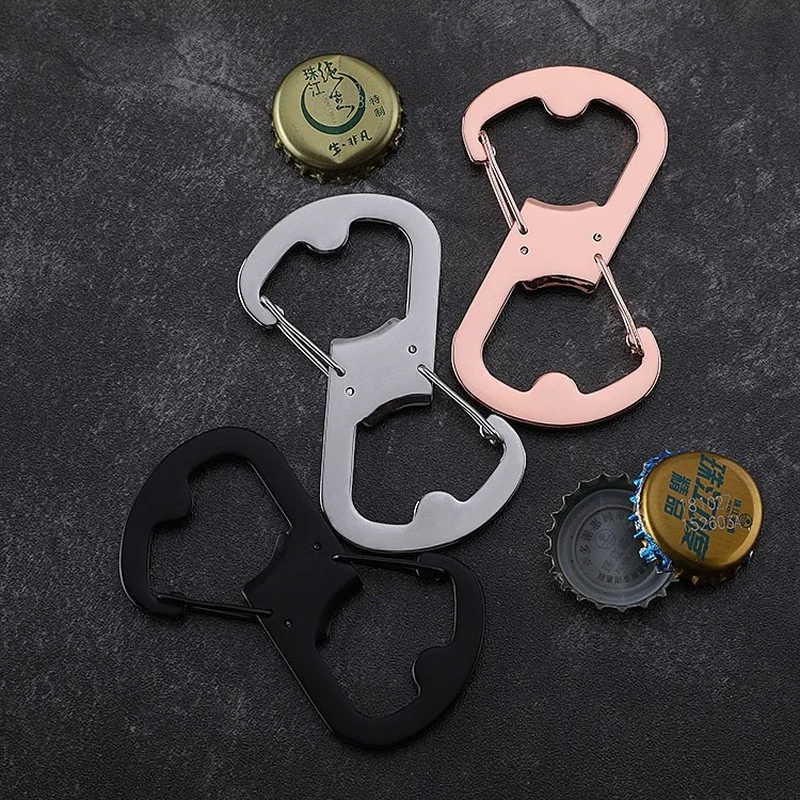 

Multifunctional Bottle Opener Stainless Steel Carabiner Outdoor EDC Portable Quick Hanging Key Chain Gadget