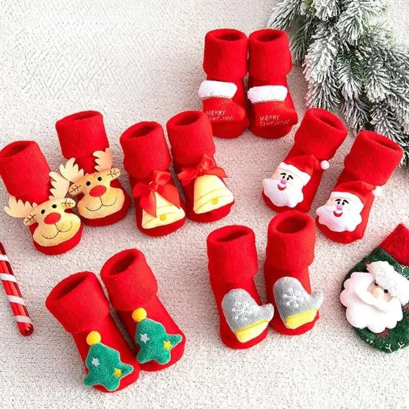 Cotton Anti Slip Socks Cotton Socks Baby Socks Kids Children's Socks for Girls Boys Cute Cotton Baby Christmas Socks for Newborns Non-slip Toddler Infant Winter Clothing