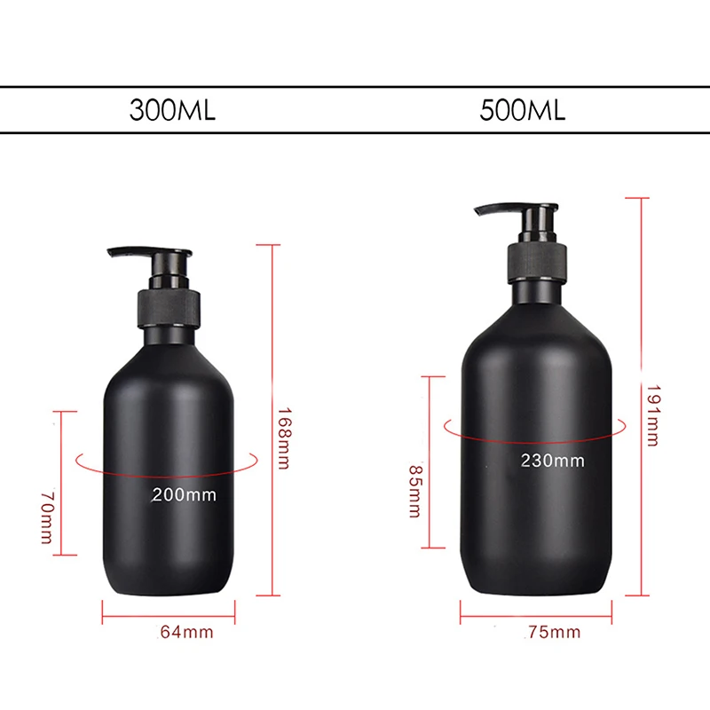 Plastic Soap Empty Pump Bottles Lotion Container Shampoo Dispenser 300/500ml 2Pcs