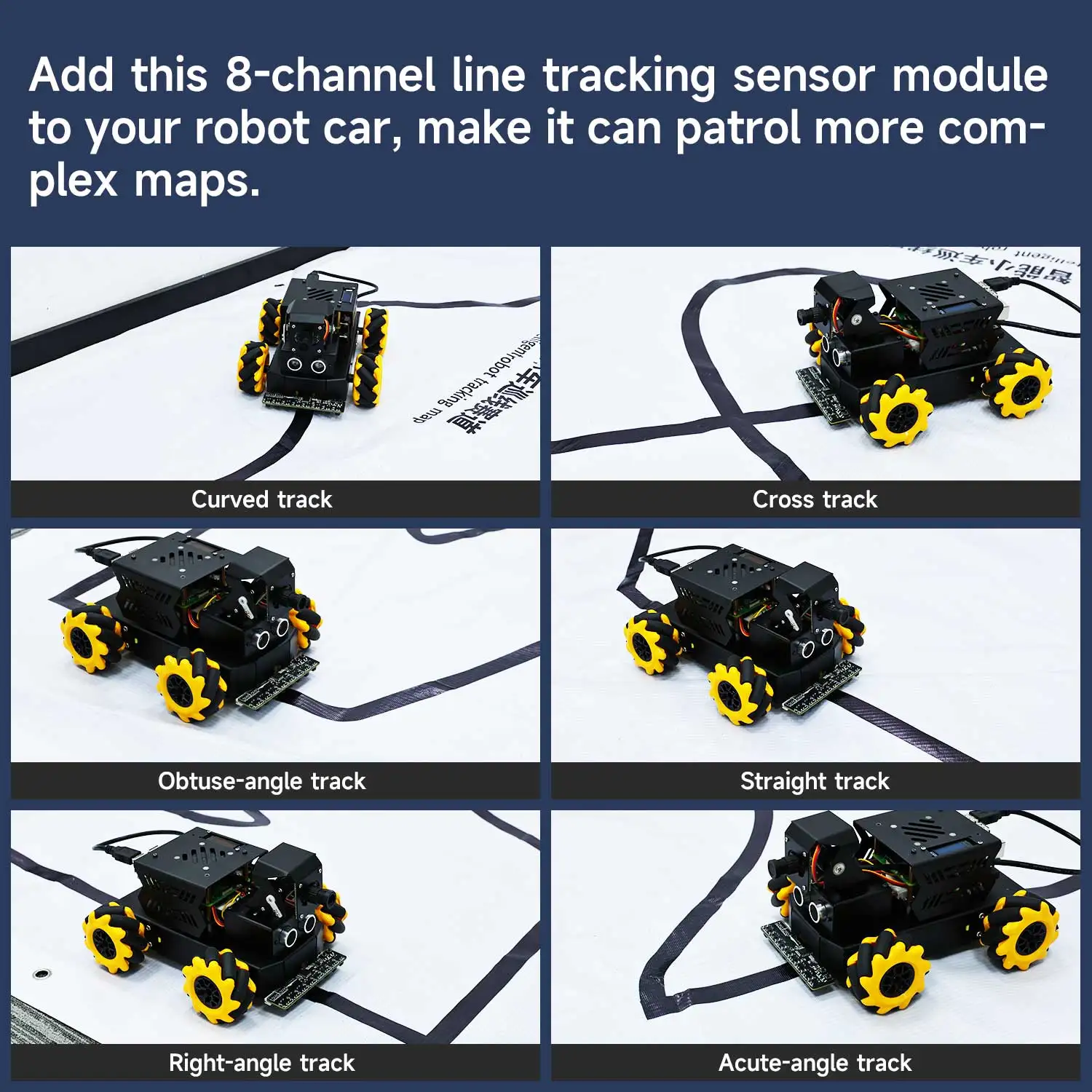 Yahboom 8 Channel Line Tracking IR Sensor Module High-Sensitivity Automatic Calibration Obstacle Avoidance for Smart Robot Car