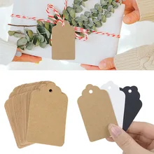 

Kraft Paper Blank Tag Retro Square Thank You Black White Gift Wishes Decorative Card Baby Shower Birthday Wedding Sticky Note