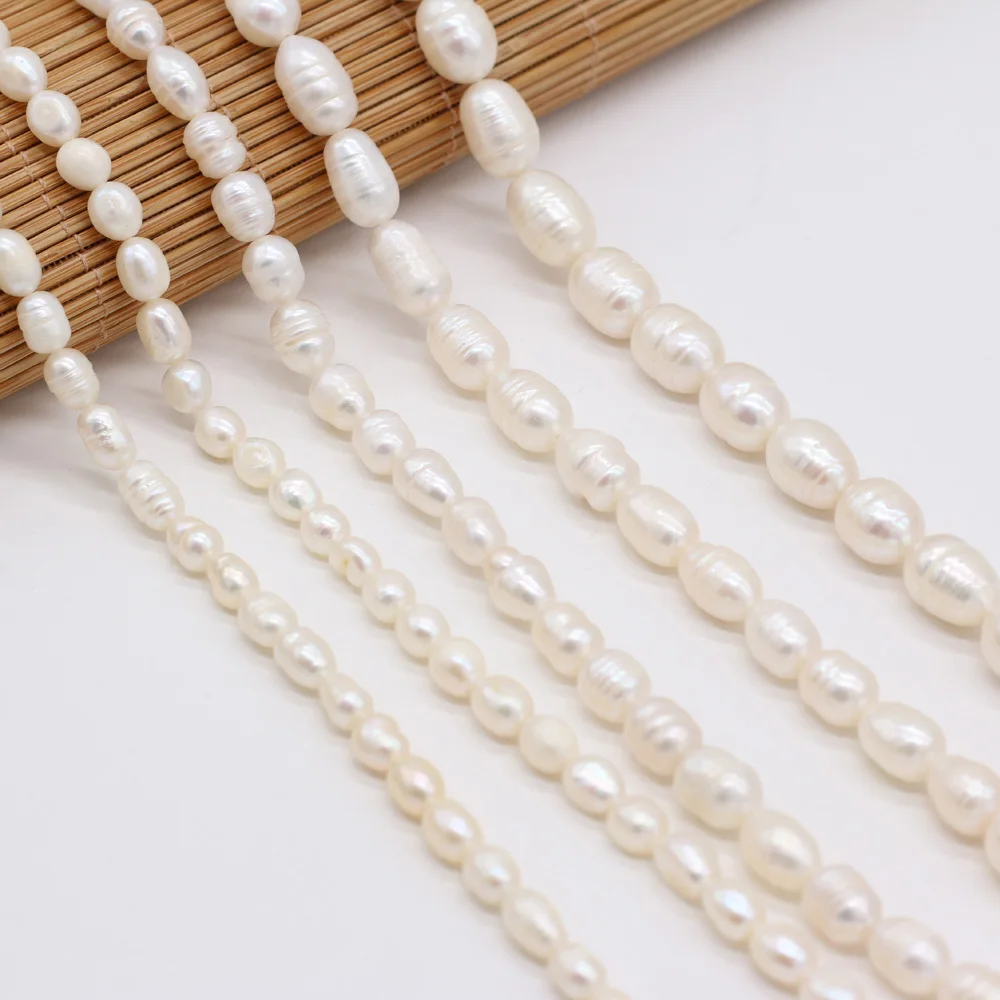 Natural Freshwater Pearl Beads Quality Rice Shape 100% Real Pearls Bead For Jewelry Making DIY Women Bracelet Necklace Earrings