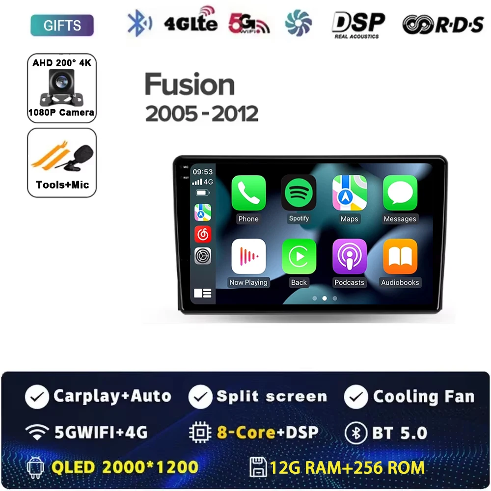 Autoradio Android 13 Per Ford Fusion 2005-2009 – 7 Pollici Touch, Wireless CarPlay, GPS, WiFi, 4+64GB