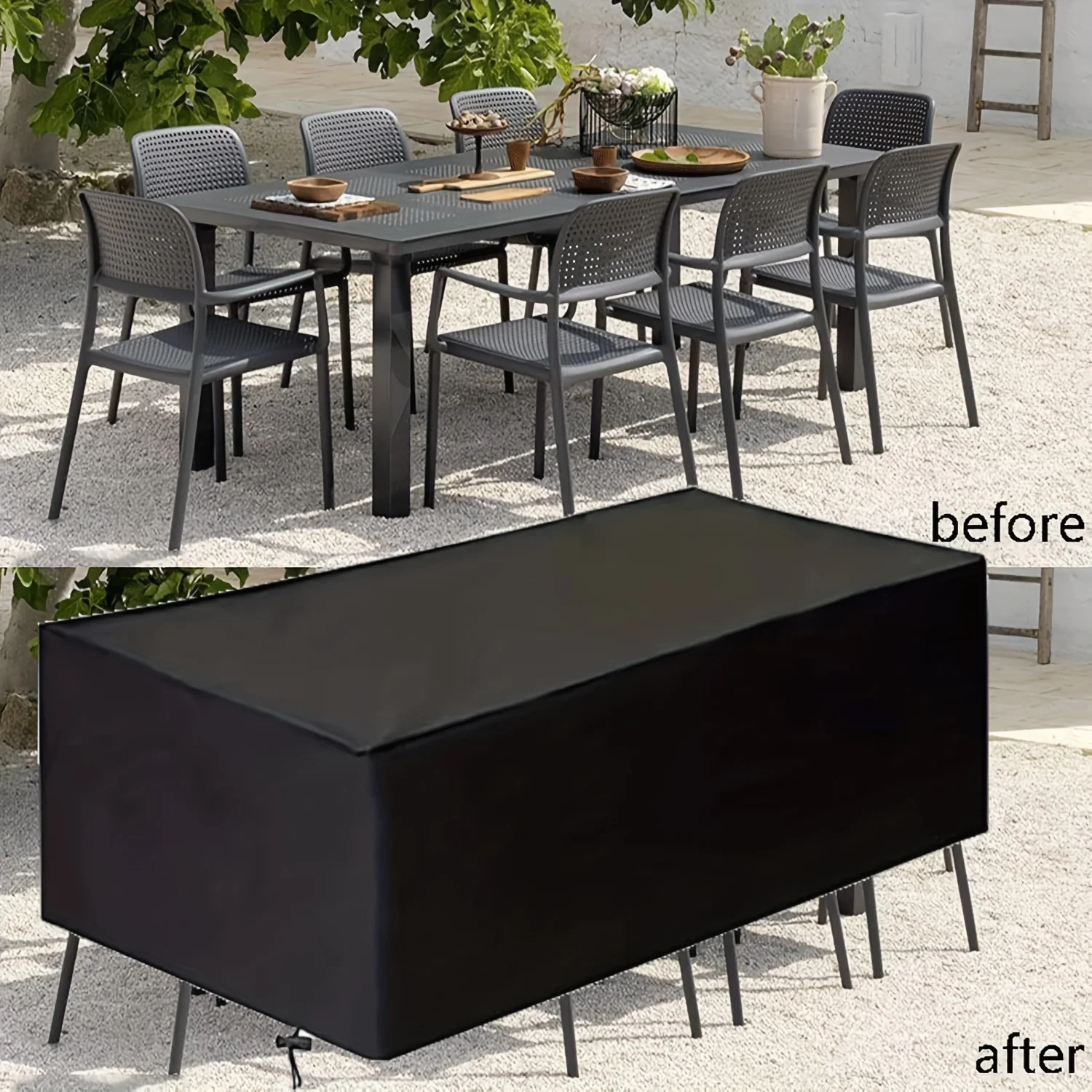 Garden Furniture Cover 67" X 35" X 25" Windproof, Heavy Duty Rip Proof 210D Oxford Fabric Patio Set Cover, Garden Table Cover