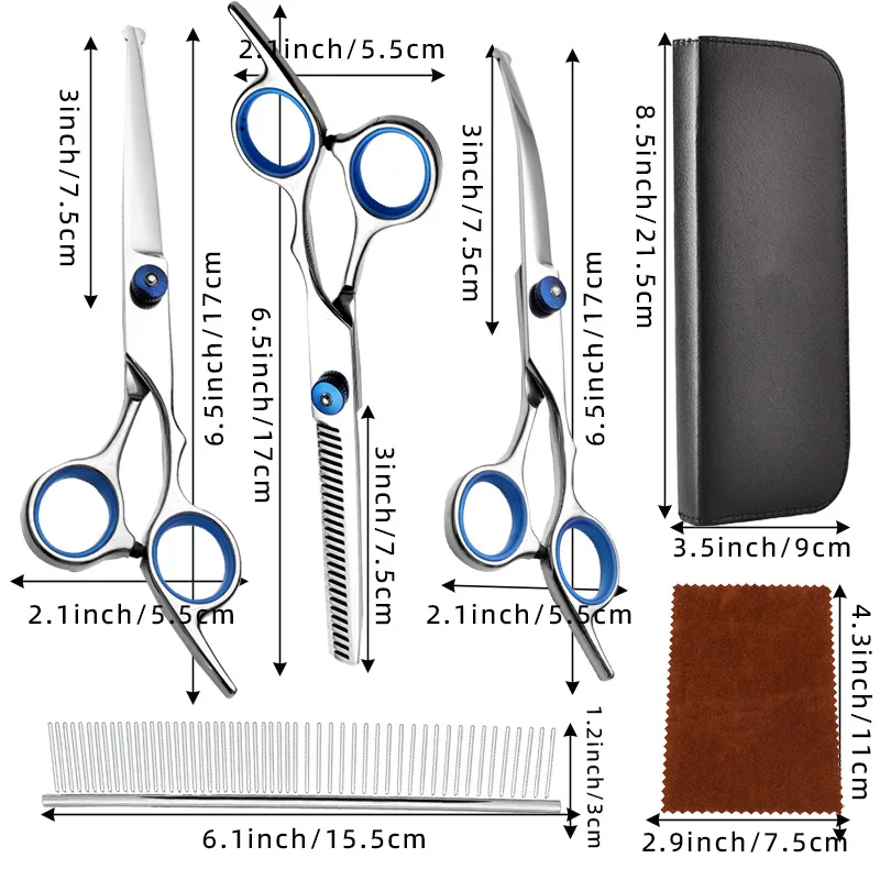 Safe and Precise Professional Pet Grooming Scissors with Round Head Stainless Steel Dog Hair Shears for Effortless Trimming