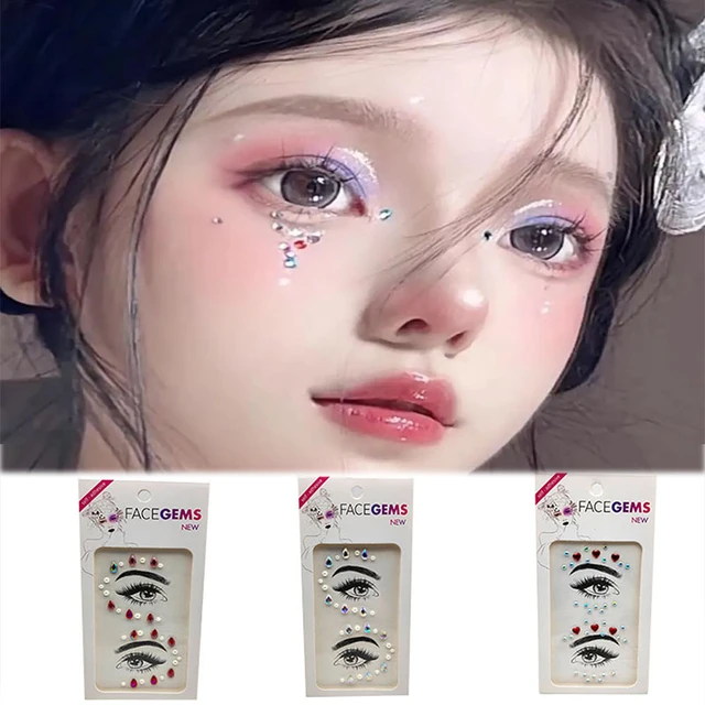 New 3D Face Stickers Jewels Rhinestones for Face Festival Makeup Crystals  Adhesive Glitters Face Diamond Gems Eye Stickers - AliExpress
