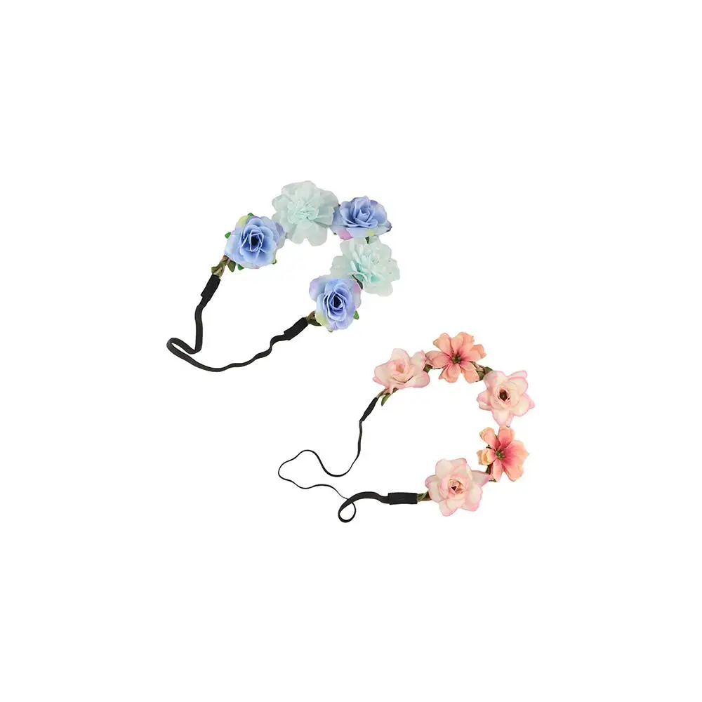 Elegant Wedding Party Hairband Floral Hoop Rose Flower Garland Cloth Tiara Women Headwear Flower Crown Flower Headband