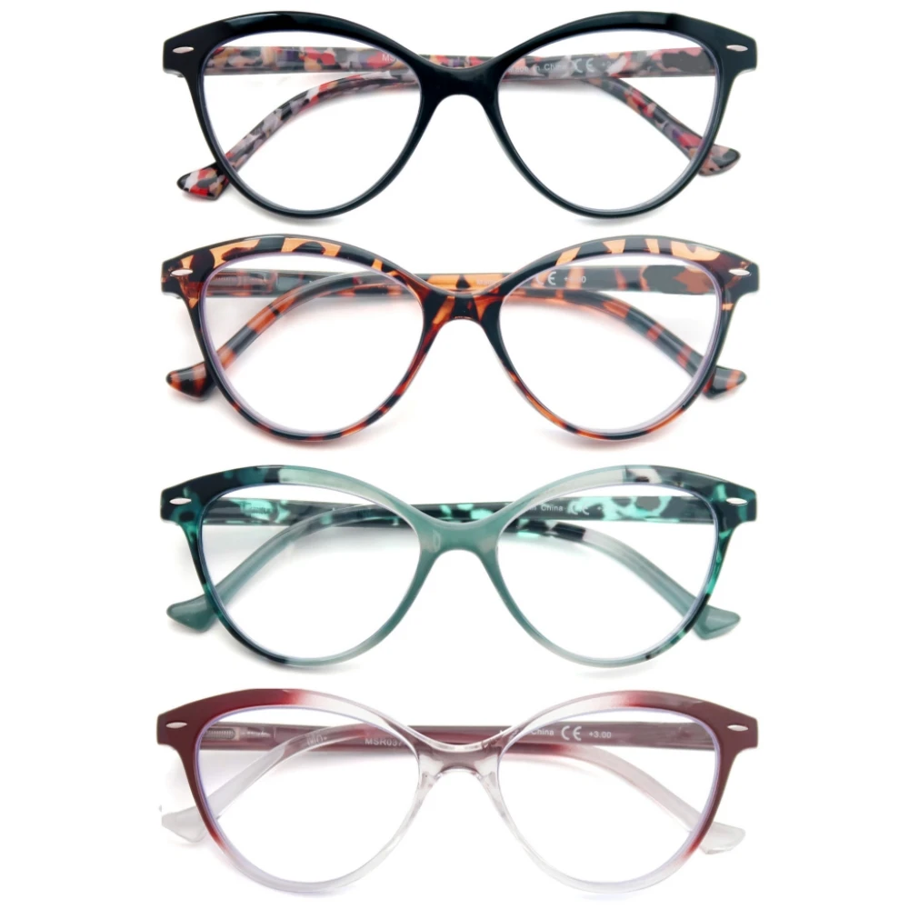 MODFANS Lady Cat Eye Reading Glasses Women Spring Hinge Lightweight Presbyopic Readers Eyeglasses with Diopter +0.5 to +4.0 2