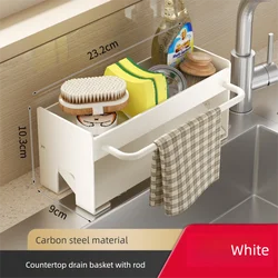 Compact Kitchen Sink Organizer and Sponge Holder Drying Rack (White)