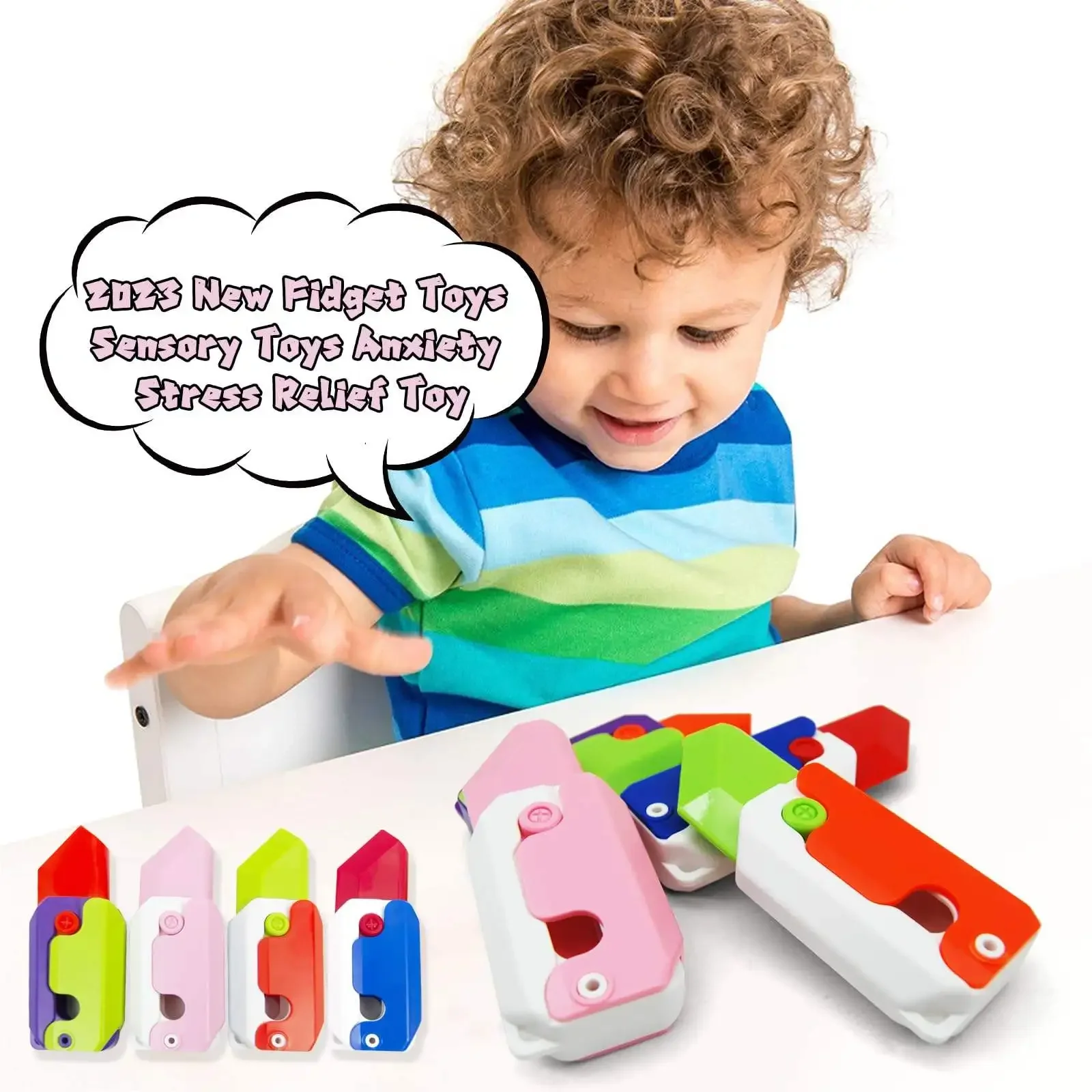 Fidget Toys Toy Guns Anti Stress Toys Mini Fingertip Toy Mini Model Guns 3D Printed Gun Pistol Fidgets 3D Gravity Knife for Kids Adults Decompression Toy Christmas Gift