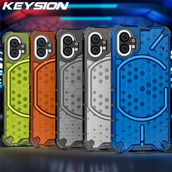 KEYSION Shockproof Case for Nothing Phone 2 1 Soft Silicone+PC Transparent Honeycomb Phone Back Cover for Nothing Phone 2