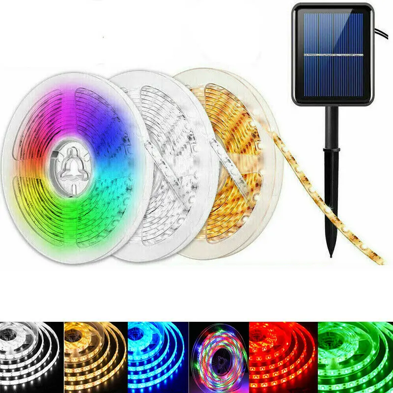 3M Solar LED Strip Light Outdoor RGB 2835 Flexible Lighting Ribbon Waterproof Hose Backlight Garden Decoration