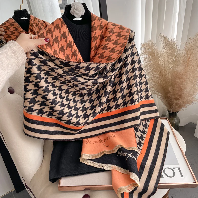 2022 Luxury Brand Cashmere Scarf for Women Fashion Warm Winter Blanket Thick Shawl Wrap Bandana Female Pashmina Bufanda Poncho 39