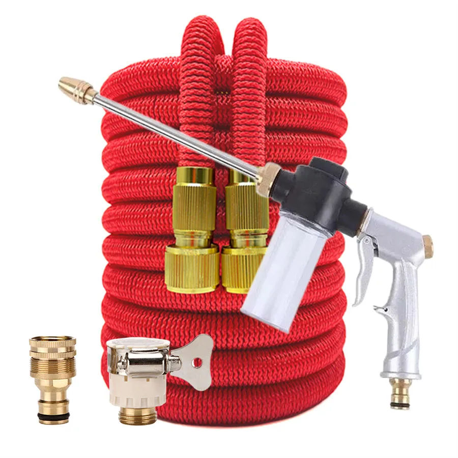 High Pressure Garden Hose reel Garden Hose Set with Expandable Water Injector Magic Sprayer Watering Car Wash Gun Water pvc Pipe