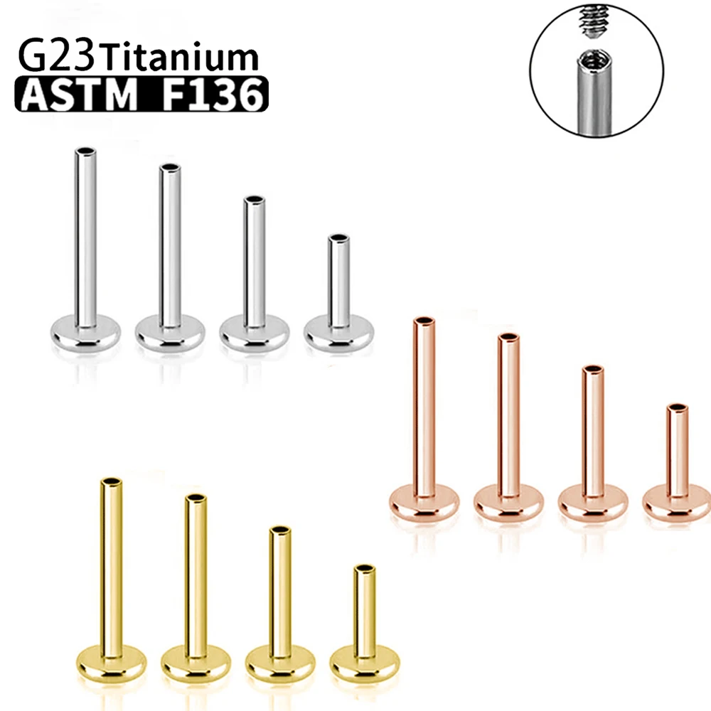 G23 Titanium Labret Stud Earrings Rod Internal Thread Plug Septum Ear
