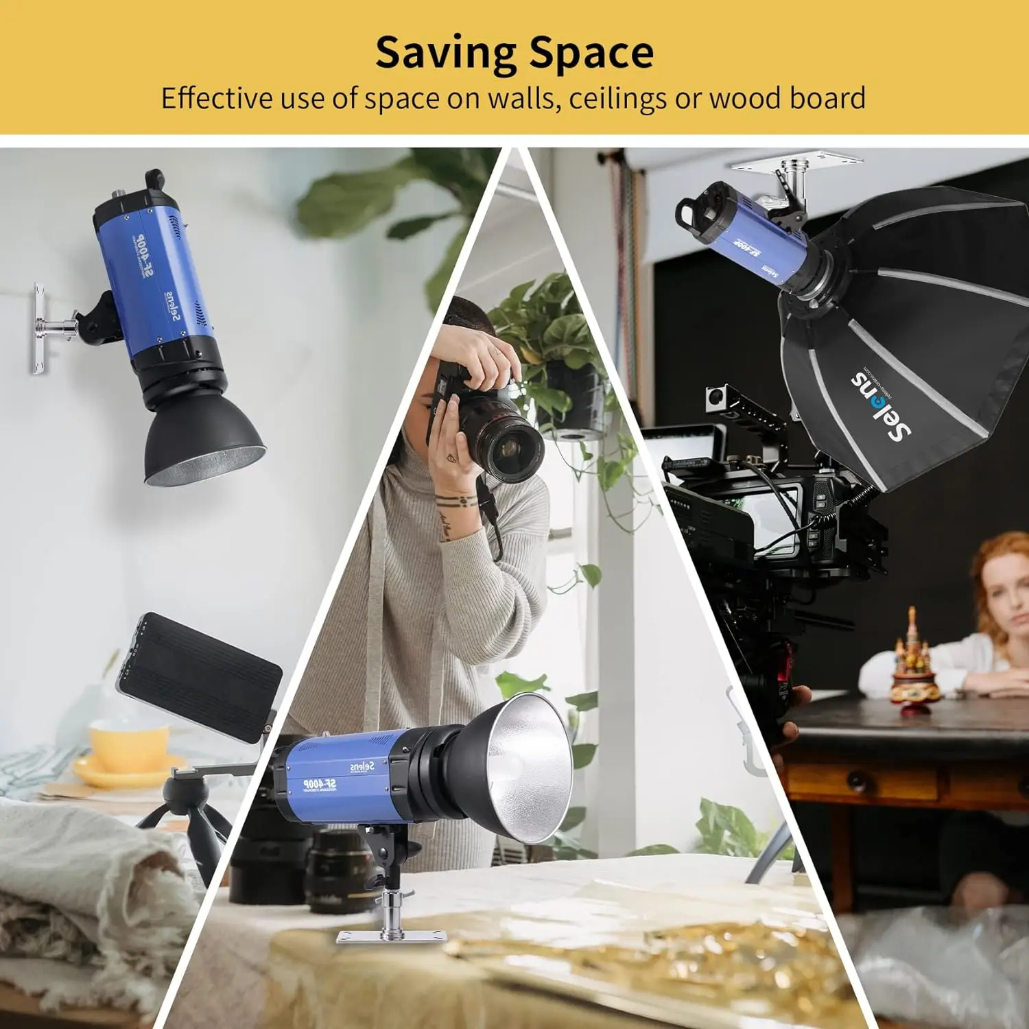 Selens Photography Wall/Ceiling Mount Boom Arm, 22 Inch Adjustable, 3/8 & 1/4 Thread, 2 Pack