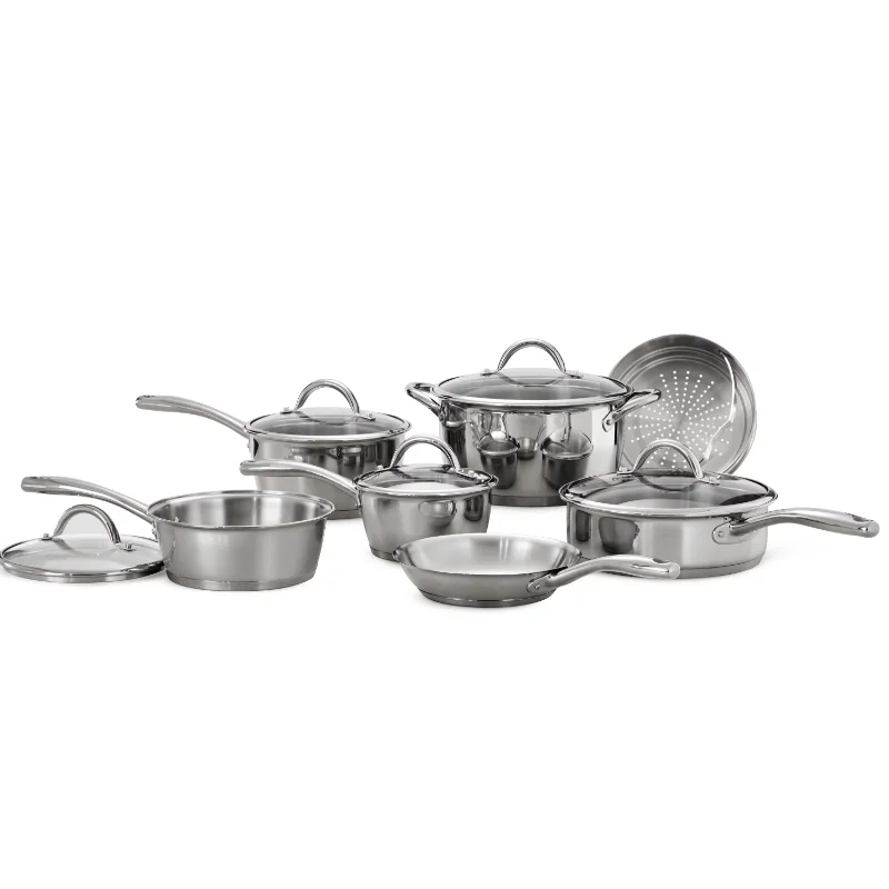 

Tramontina Gourmet Stainless Steel Tri-Ply Base Cookware Set, 12 Piececookware pots and pans set