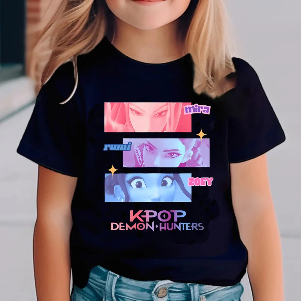 Kpop Demon Hunters Children's T Shirt Short Sleeve T-shirt Cute Kpop Demon Hunters Tiger Harajuku Tshirt for Boys Girls 3