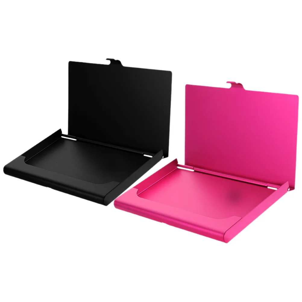 

2 Pcs Lettering Business Card Holder Aluminum Alloy Sublimation Cards Storage Case