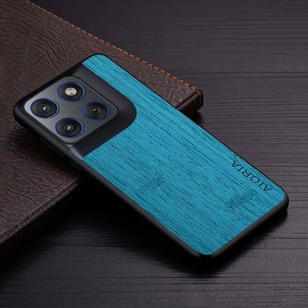 Wood Grain Faux Leather Phone Cover - Elegant Case