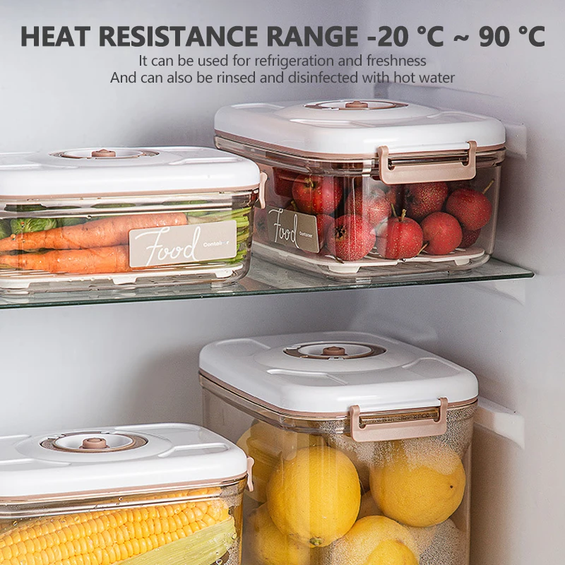 Food Storage Container Vacuum Storage Box with Drain Net Large Capacity  Food Dispenser Transparent Sealed Tank Kitchen Organizer