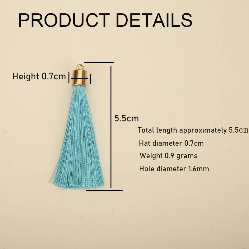 10-50개 6cm 금속 캡 태슬 수제 공예 실크 태슬 펜던트 귀걸이, 열쇠고리, 휴대폰 가방, 프린지 장