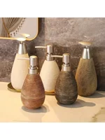 เครื่องจ่ายสบู่แบบกดเซรามิกสไตล์ย้อนยุคที่สร้างสรรค์พร้อมปั๊ม ขวดสบู่ล้างมือ เหมาะสำหรับห้องน้ำ ห้องครัว และห้องน้ำ 3