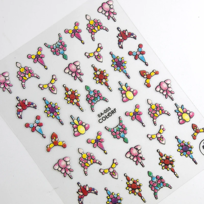 1 sheet 3d Nail Art Sticker Adhesive Sticker Decals Tool DIY Nail Decoration Tool Embossed Flower