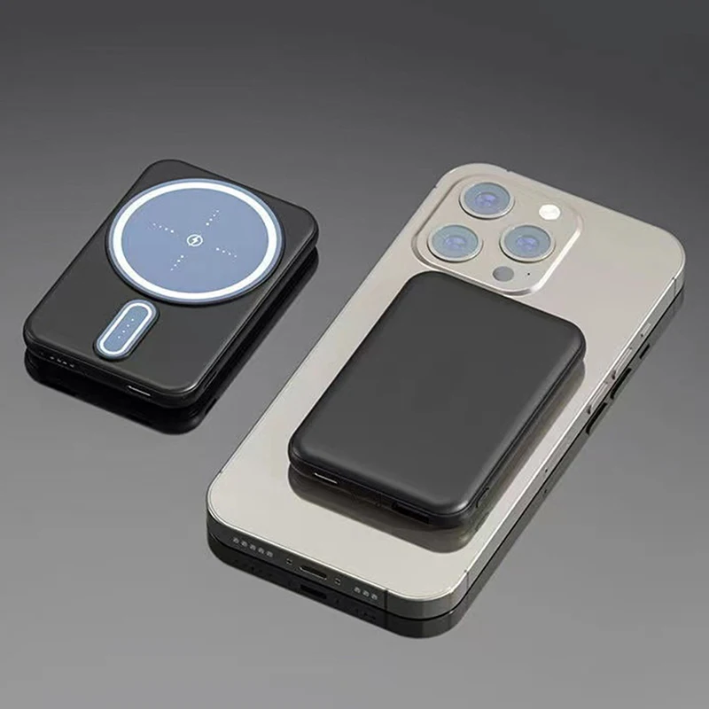 맥세이프 배터리용 미니 마그네틱 보조배터리, 무선 고속 충전 외장 배터리, 5000mAh